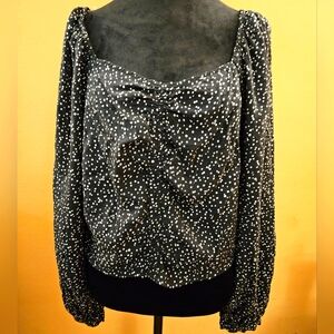 A New Day Black Ruched Blouse